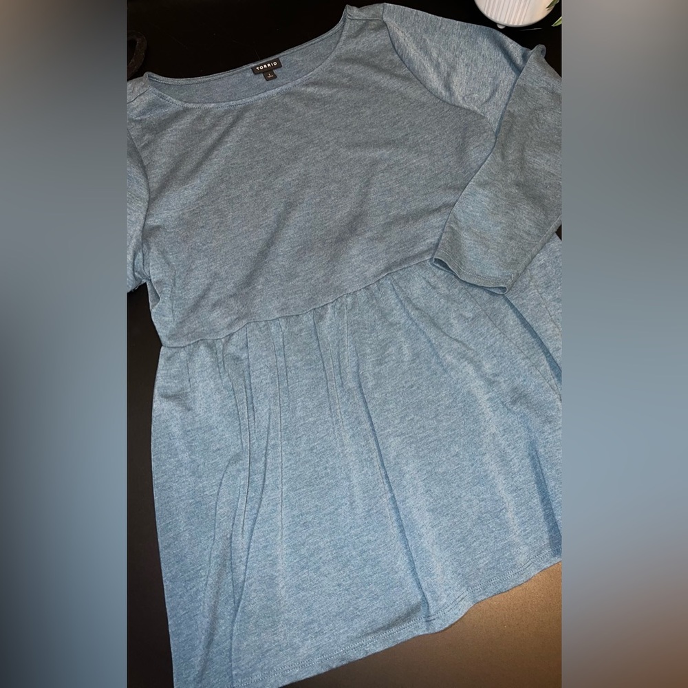 TORRID Teal Babydoll Long Sleeve Top Size 1 EUC